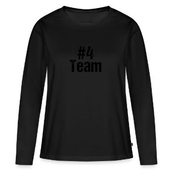 Team Teamplayer Hashtag Number 4 fourth Mannschaft - Frauen Premium Bio Langarmshirt - Schwarz - Vorne - Julia (174cm)
