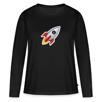 Dentacoin Rocket - Frauen Premium Bio Langarmshirt - Schwarz - Vorne - Julia (174cm)