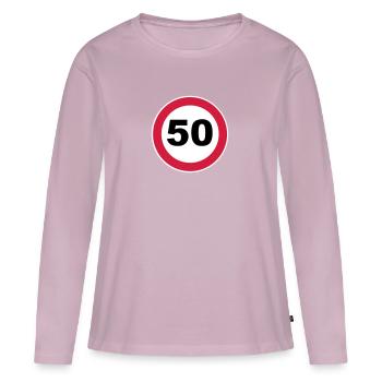 50. Geburtstag Verkrehrsschild - Frauen Premium Bio Langarmshirt - Altrosa - Vorne - Julia (174cm)
