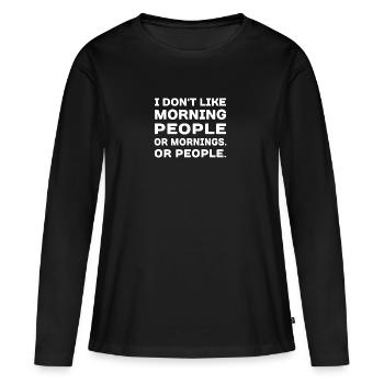 Je n'aime pas le matin PeopleSoft 5.0 - T-shirt manches longues Premium bio Femme - noir - Devant - Julia (174cm)