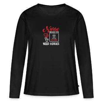 Infirmière disant drôle d'infirmière Cadeau - T-shirt manches longues Premium bio Femme - noir - Devant - Julia (174cm)