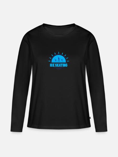 Schlittschuhe Laufen Eiskunstlauf Eishockey - Frauen Premium Bio Langarmshirt - Schwarz