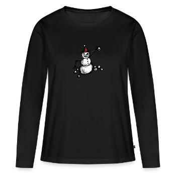 Bonhomme de neige en colère heureux bonhomme de neige d'hiver - T-shirt manches longues Premium bio Femme - noir - Devant - Julia (174cm)