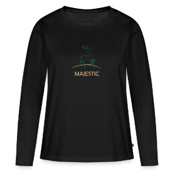 fauve fauve cerf majestueux renne rennes - T-shirt manches longues Premium bio Femme - noir - Devant - Julia (174cm)