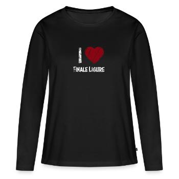 J'aime Finale Ligure - T-shirt manches longues Premium bio Femme - noir - Devant - Julia (174cm)