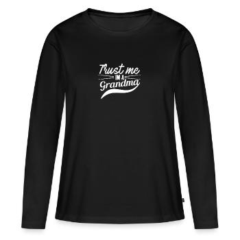 Oma - grand-mère - grand-mère - grands-parents - T-shirt manches longues Premium bio Femme - noir - Devant - Julia (174cm)