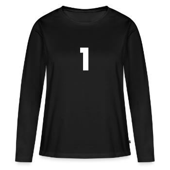 Numéro 1, numéro 1, 1, un, numéro un, un - T-shirt manches longues Premium bio Femme - noir - Devant - Julia (174cm)
