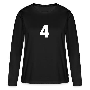 Numéro 4, Numéro 4, 4, quatre, numéro quatre, quatre - T-shirt manches longues Premium bio Femme - noir - Devant - Julia (174cm)