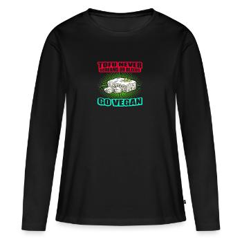 Tofu Jamais Screams Ou Saignements végan - T-shirt manches longues Premium bio Femme - noir - Devant - Julia (174cm)