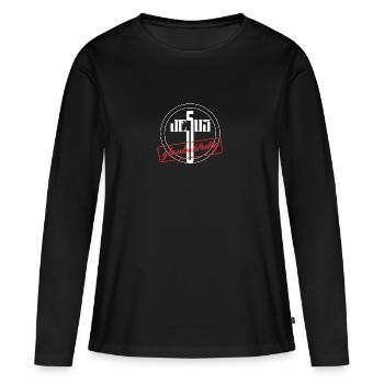 Jésus - T-shirt manches longues Premium bio Femme - noir - Devant - Julia (174cm)