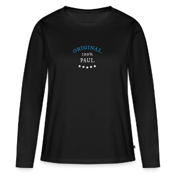 100% original Paul, cadeau, nom - T-shirt manches longues Premium bio Femme - noir - Devant - Julia (174cm)