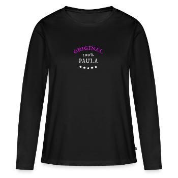100% original Paula, cadeau, nom - T-shirt manches longues Premium bio Femme - noir - Devant - Julia (174cm)