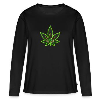 Cannabisblatt - Hanfblatt - Marihuana - Frauen Premium Bio Langarmshirt - Schwarz - Vorne - Julia (174cm)