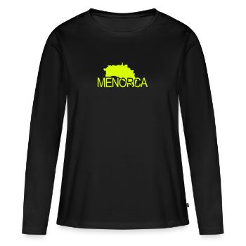 Menorca - Balearen Insel und Name - Frauen Premium Bio Langarmshirt - Schwarz - Vorne - Julia (174cm)