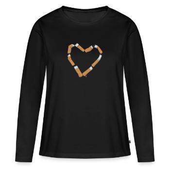 Zigaretten Herz - Frauen Premium Bio Langarmshirt - Schwarz - Vorne - Julia (174cm)