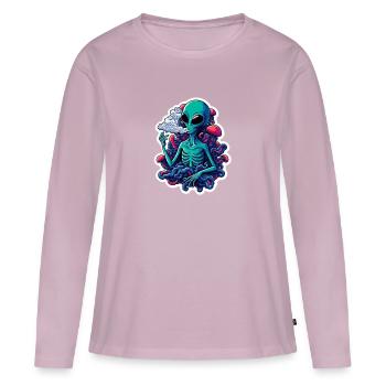 Neon Alien with Fog Smoke - Women's Premium Organic Long Sleeve Shirt - dusky pink - Front - Julia (174cm)