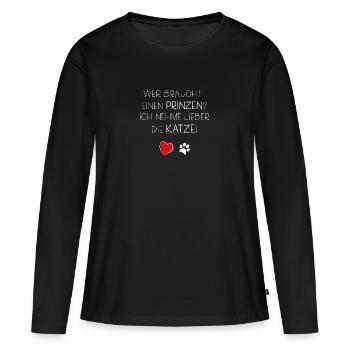 Katze Katzen Kater Geschenk Liebe Siam Maine Coon - Frauen Premium Bio Langarmshirt - Schwarz - Vorne - Julia (174cm)
