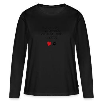 Katze Katzen Kater Geschenk Liebe Siam Maine Coon - Frauen Premium Bio Langarmshirt - Schwarz - Vorne - Julia (174cm)
