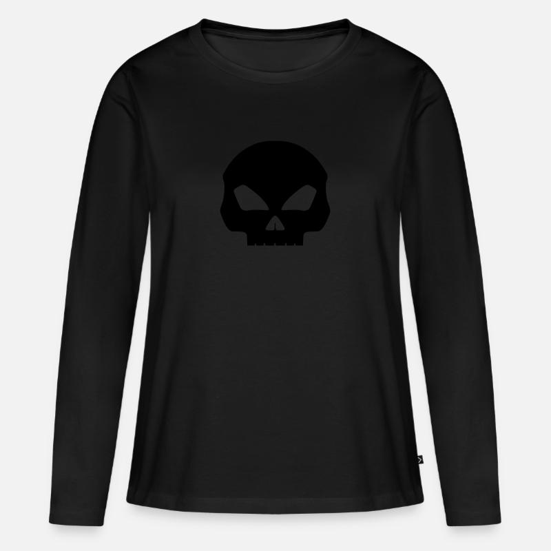 Totenkopf - Frauen Premium Bio Langarmshirt - Schwarz