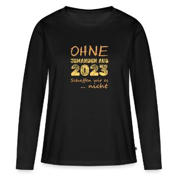 es 2023 - Frauen Premium Bio Langarmshirt - Schwarz - Vorne - Julia (174cm)