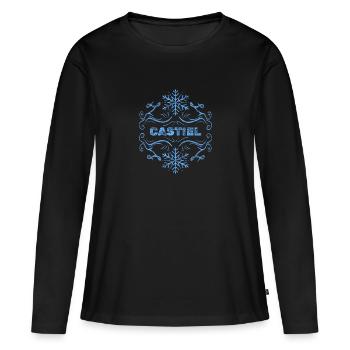 Castiel - T-shirt manches longues Premium bio Femme - noir - Devant - Julia (174cm)