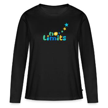 Pas de limites Bleu-Vert - T-shirt manches longues Premium bio Femme - noir - Devant - Julia (174cm)
