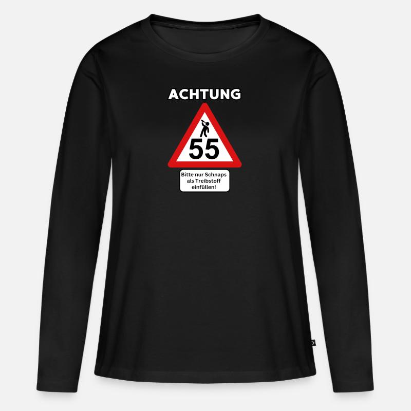 55 – Please only fill with schnapps as fuel - Women's Premium Organic Long Sleeve Shirt - black