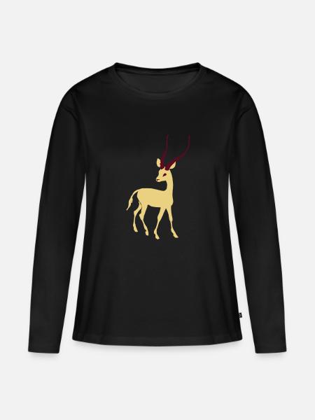 Gazelle - Frauen Premium Bio Langarmshirt - Schwarz