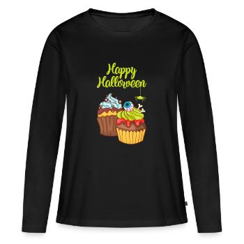 Halloween cupcake muffin cake baking sweets - Women's Premium Organic Long Sleeve Shirt - black - Front - Julia (174cm)