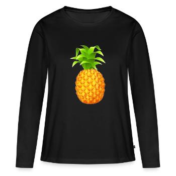 ananas - T-shirt manches longues Premium bio Femme - noir - Devant - Julia (174cm)
