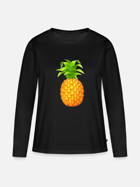 Ananas - Frauen Premium Bio Langarmshirt - Schwarz