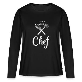 Chef de cuisine - T-shirt manches longues Premium bio Femme - noir - Devant - Julia (174cm)