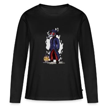 Plague Doctor Pest médecin Peste Docteur Médecin Pestarzt - T-shirt manches longues Premium bio Femme - noir - Devant - Julia (174cm)
