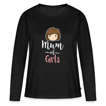 Maman de fille Mère Filles Fête des mères - T-shirt manches longues Premium bio Femme - noir - Devant - Julia (174cm)