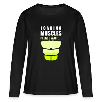 Muscles de chargement s’il vous plaît attendre - T-shirt manches longues Premium bio Femme - noir - Devant - Julia (174cm)