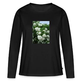 Schneeball Zweige weiß - Frühling - Frauen Premium Bio Langarmshirt - Schwarz - Vorne - Julia (174cm)