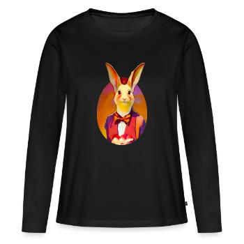 Häschen mit Schleife - Frauen Premium Bio Langarmshirt - Schwarz - Vorne - Julia (174cm)