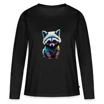 Racoton laveur 4 - T-shirt manches longues Premium bio Femme - noir - Devant - Julia (174cm)