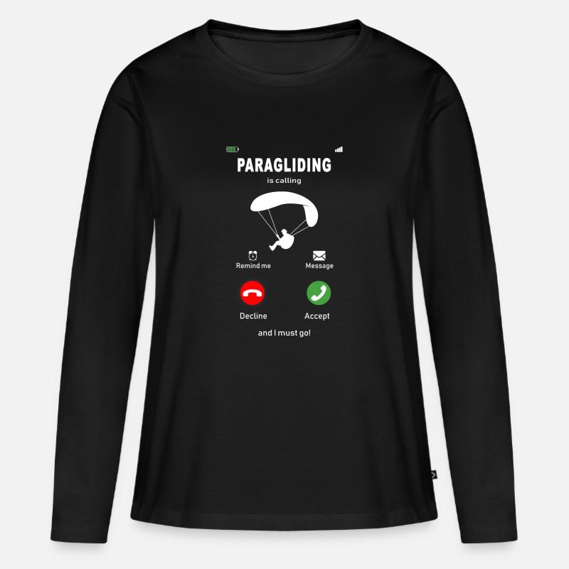 Paragliding is calling - Frauen Premium Bio Langarmshirt - Schwarz