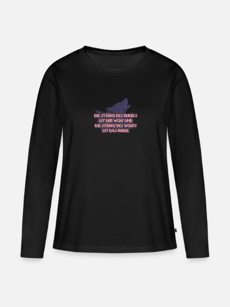 Stärke des Rudels ist der Wolf - Frauen Premium Bio Langarmshirt - Schwarz