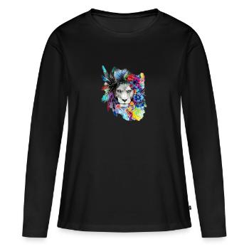 Lion - Women's Premium Organic Long Sleeve Shirt - black - Front - Julia (174cm)