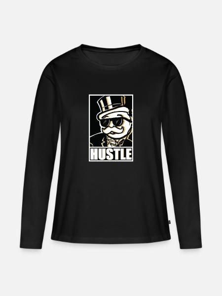 Monopoly Hustle Mr. Monopoly - Frauen Premium Bio Langarmshirt - Schwarz