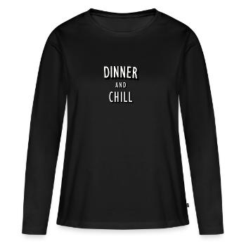 Dîner et Réfrigérer - T-shirt manches longues Premium bio Femme - noir - Devant - Julia (174cm)