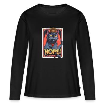 Le chat n’en a pas envie - T-shirt manches longues Premium bio Femme - noir - Devant - Julia (174cm)