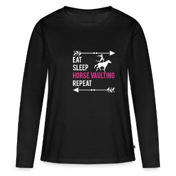 Manger Dormir Cheval Voûte Répéter Voltagieren - T-shirt manches longues Premium bio Femme - noir - Devant - Julia (174cm)