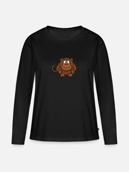 Affe - Frauen Premium Bio Langarmshirt - Schwarz