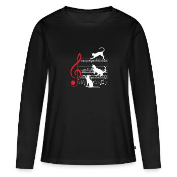 Chat chats partition musicien cadeau Score - T-shirt manches longues Premium bio Femme - noir - Devant - Julia (174cm)