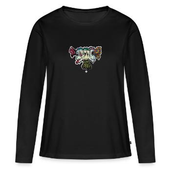 Singe de La Sagesse - T-shirt manches longues Premium bio Femme - noir - Devant - Julia (174cm)