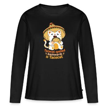 Tacocat Spelled Backwards Tacos Taco - Women's Premium Organic Long Sleeve Shirt - black - Front - Julia (174cm)