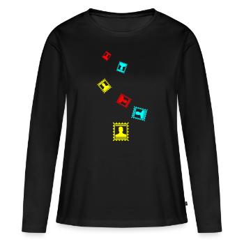 Icône de tampon - T-shirt manches longues Premium bio Femme - noir - Devant - Julia (174cm)